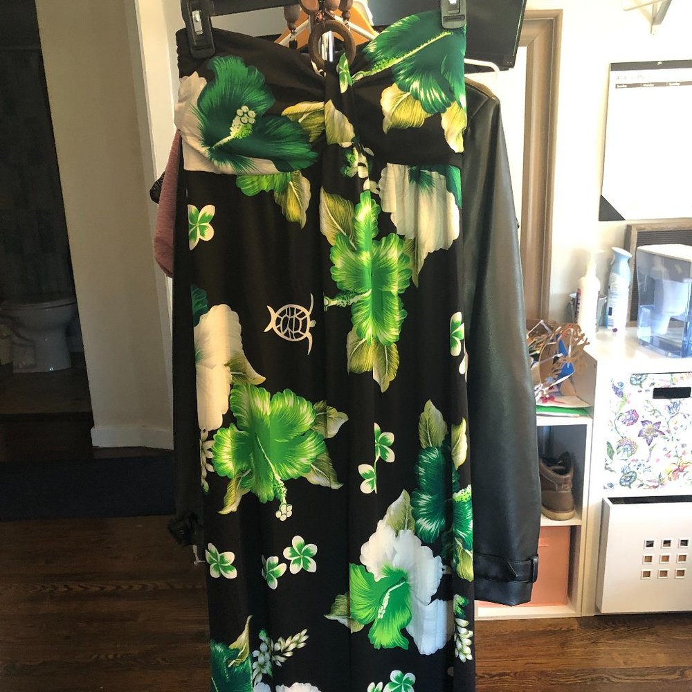 black and green maxi dress
